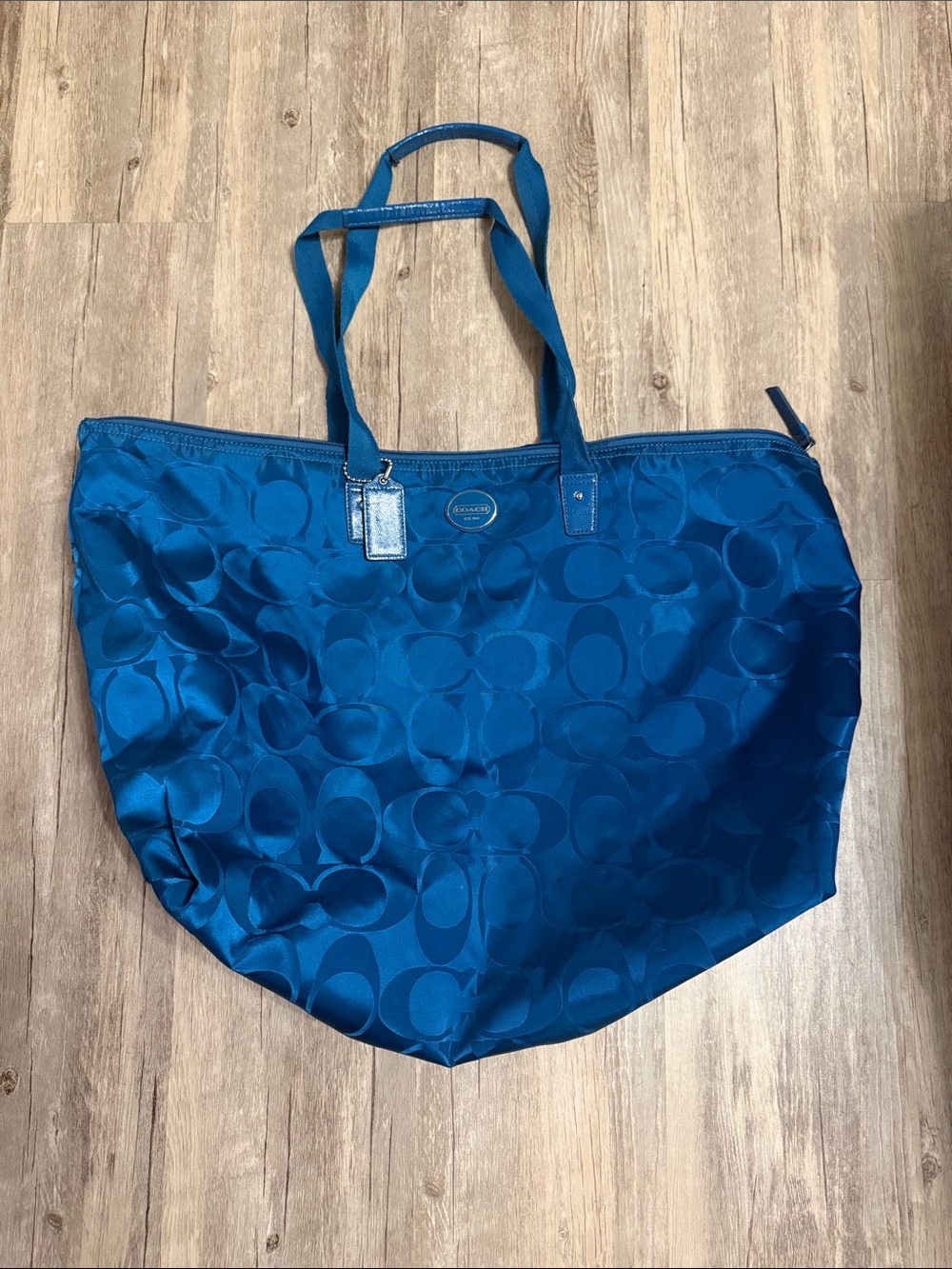 Coach Vibrant Blue Signature Nylon Tote